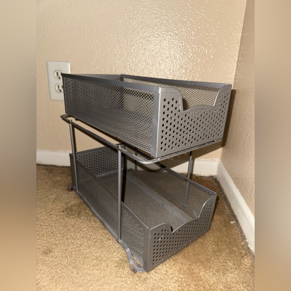 SIMPLE HOUSEWARE 2 Tier Sliding Cabinet Basket Organizer Drawer, Silver - Picture 3 of 15